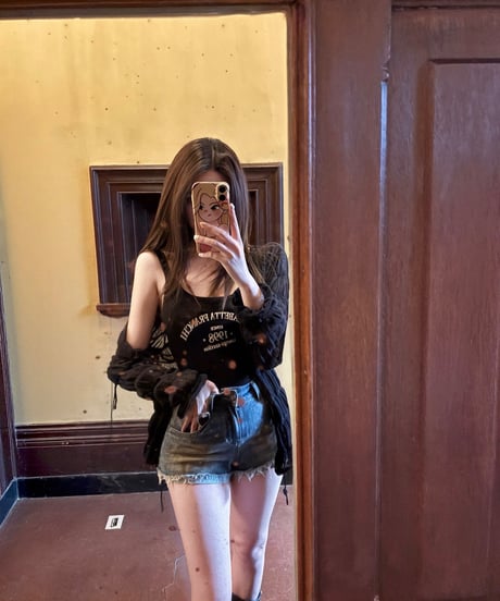 Fitted Bodysuit + Washed Denim Shorts
