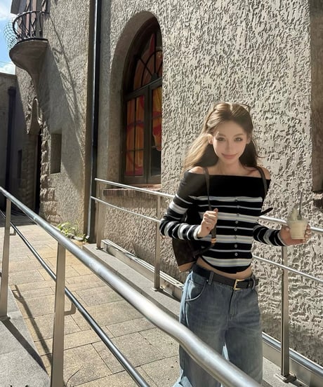 Striped Off-the-Shoulder Knit Top