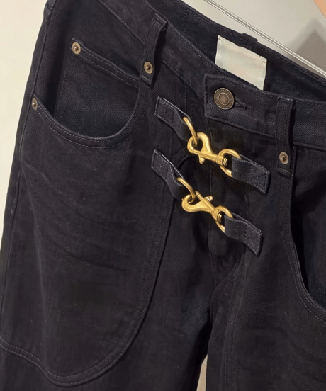Clasp-Fastening High-Rise Denim Pants