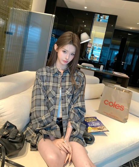 Oversized Plaid Shirt【Black】