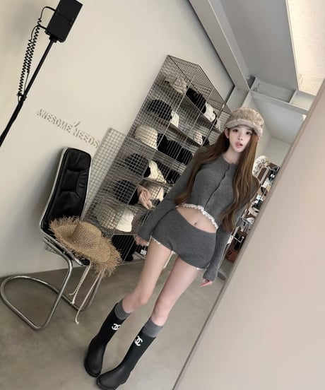 Lace-Trim Ribbed Knit Set