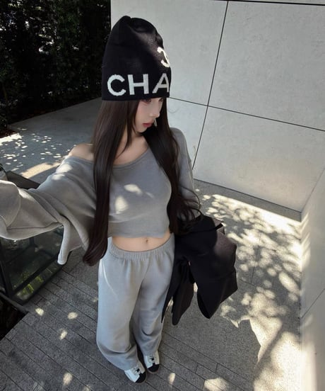 Effortless Ribbed Off Shoulder Set【Gray】