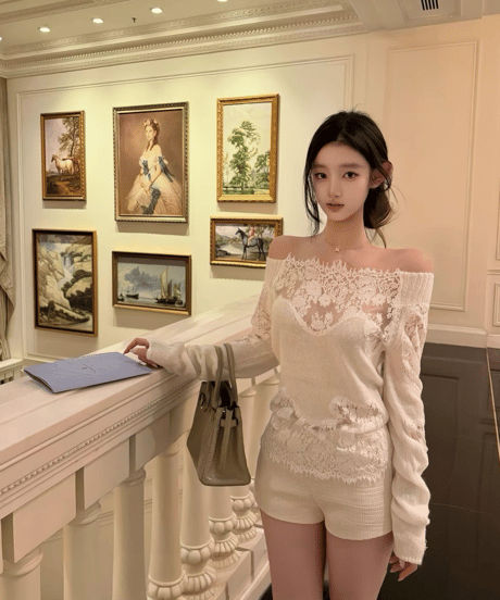 Elegance Lace Off Shoulder Sweater