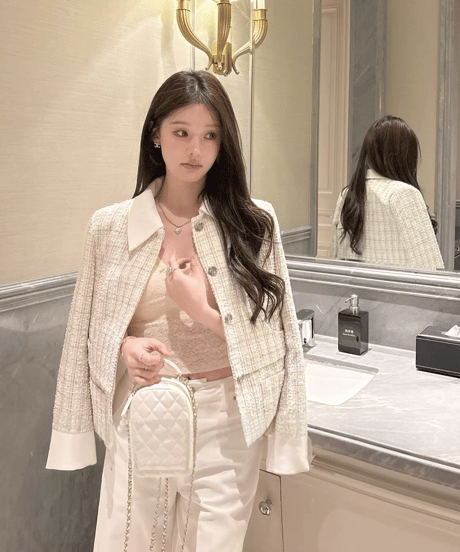 Chic French Style Plaid Tweed Jacket