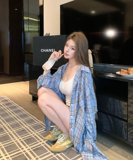 Oversized Plaid Shirt【Blue】