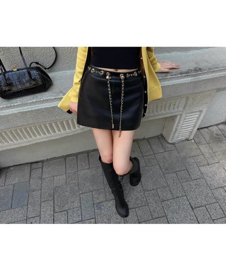 Chain Leather Skirt