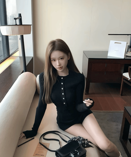 Henley Neck Ribbed Knit Top