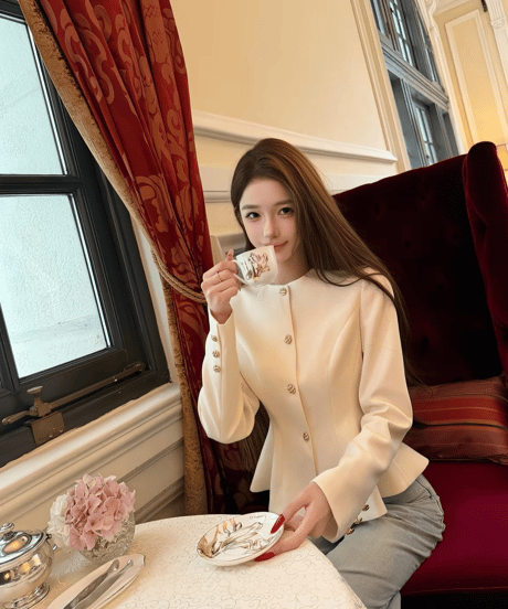 Élise Gold Button Peplum Jacket
