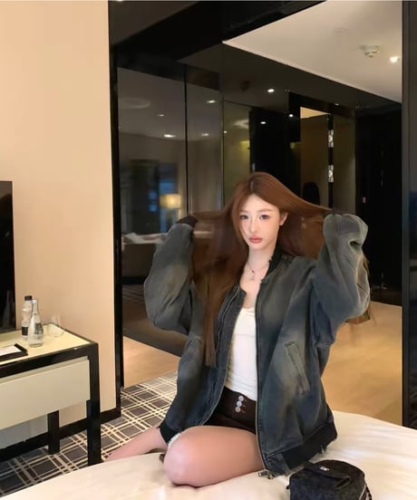 Vintage Wash Denim Bomber Jacket