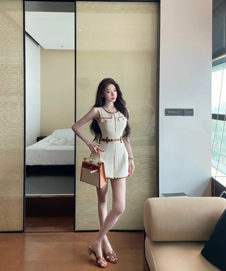 Leather Piping Canvas Dress 【ベルト付き】