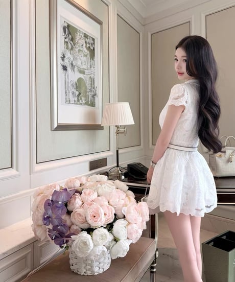 Floral Lace Mock Neck Dress【ベルト付き】
