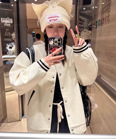 Oversized Varsity Jacket【White】