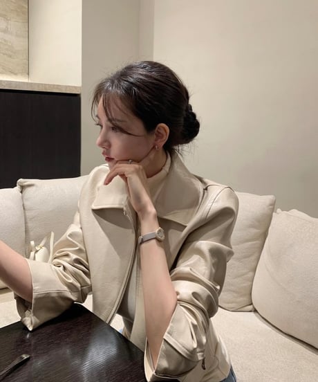 beige Faux Leather Jacket