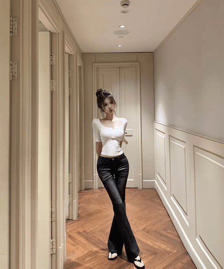 Low Rise Washed Black Flare Jeans