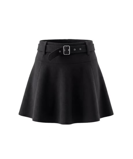 Floral Lace Appliqué Top&Belted Flare Mini Skirt