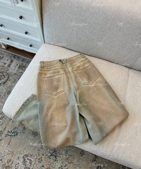 Graphic Mud Wash Wide Leg Denim Jeans