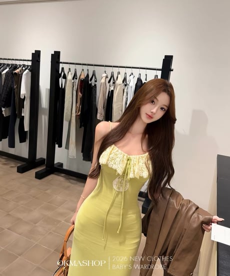 Pastel Yellow Maxi Dress ＋Faux Leather Blouson