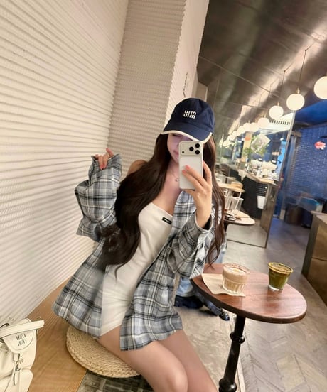 Oversized Plaid Shirt and Square Neck Mini Dress