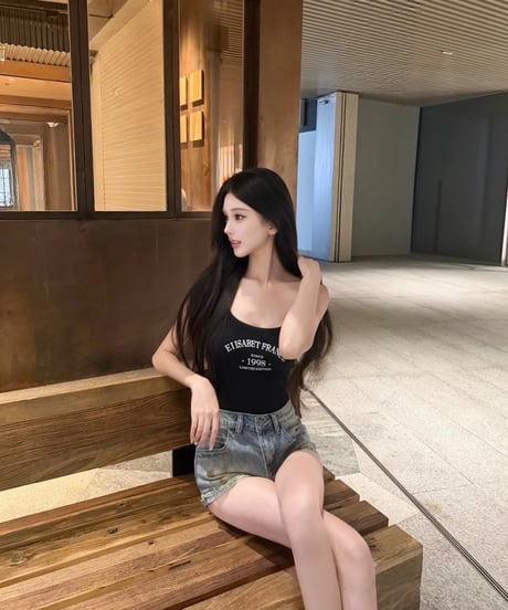 Fitted Bodysuit + Washed Denim Shorts