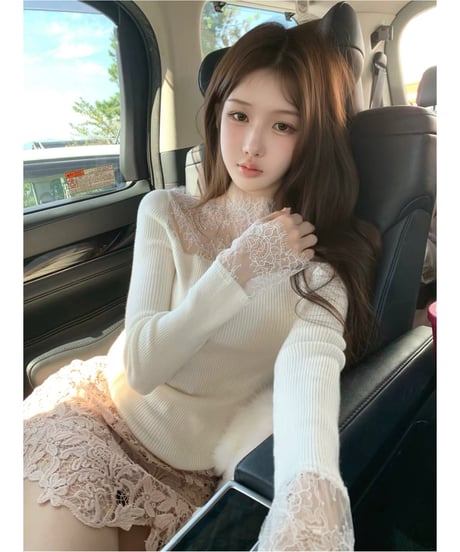 Romantic Lace Panel Knit Top