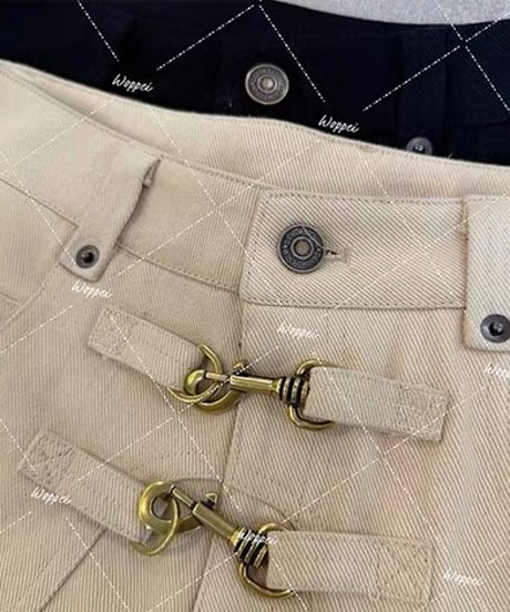 Clasp-Fastening High-Rise Denim Pants