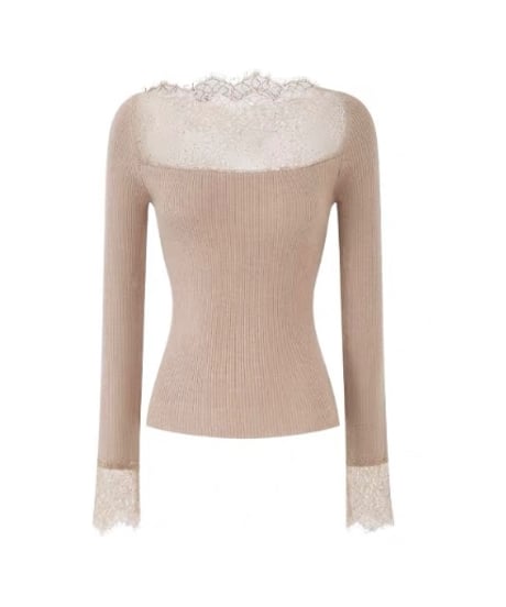 Romantic Lace Panel Knit Top