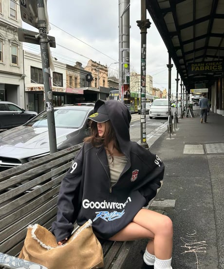 Vintage Racing Graphic Zip-Up Hoodie