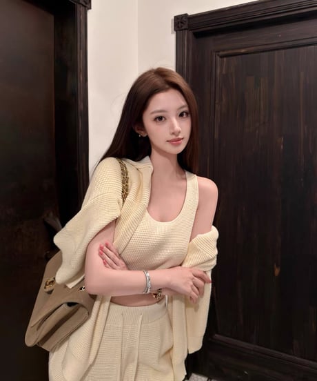 3-Piece Knit Loungewear Set【White】