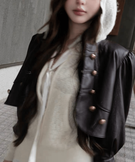 Cropped Napoleon Leather Jacket