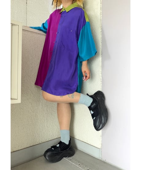 Crazy-pattern silk shirt/4593