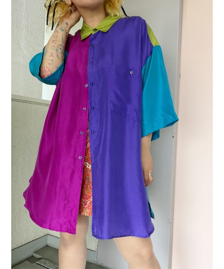Crazy-pattern silk shirt/4593