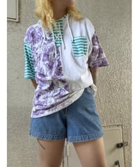 Color block hooded Tee/4507