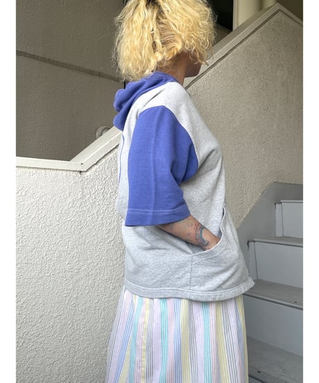 Short sleeve sweat hoodie/4563