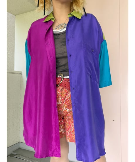 Crazy-pattern silk shirt/4593