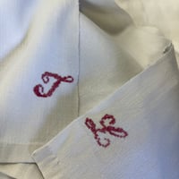 アンティークリネンシーツ　刺繍あり