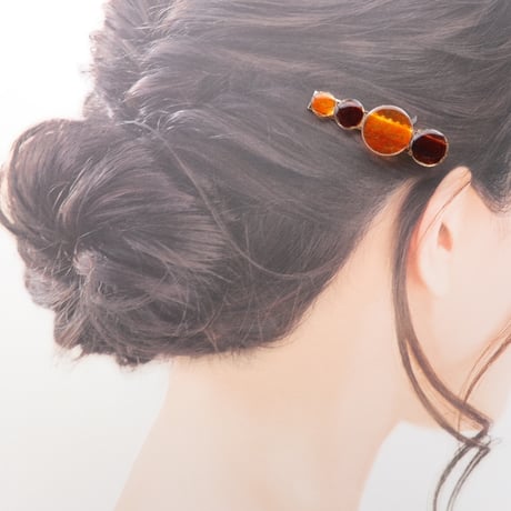 まる【美濃和紙のヘアクリップ】橙・茶色
