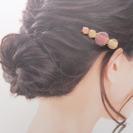 まる【美濃和紙のヘアクリップ】ピンク・白