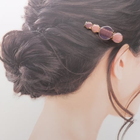 まる【美濃和紙のヘアクリップ】藤・ピンク
