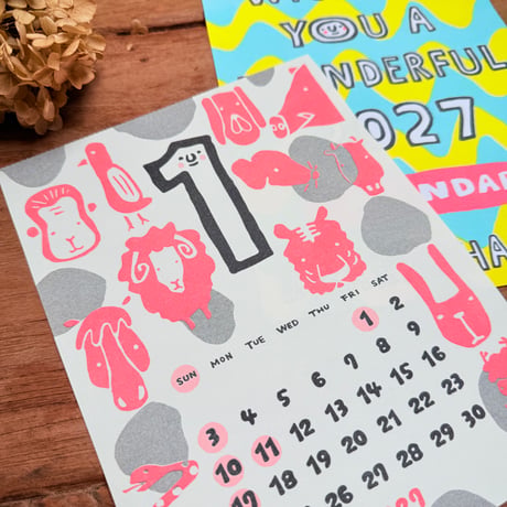 【予約注文】9月13日までのご注文で20％OFF！【2027カレンダー】RiraRiraはんこ壁掛けカレンダー2027_CR2027