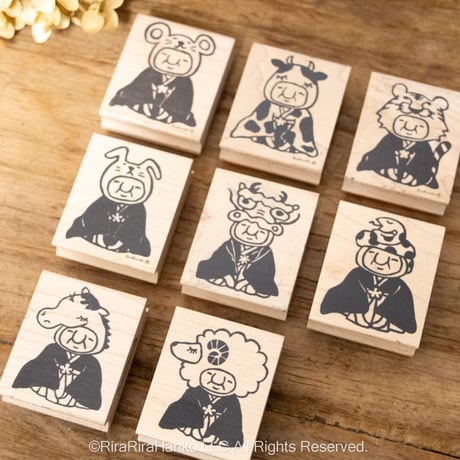 11月1日一般販売開始＊【岩井係長のひつじ年三つ指】デザインはんこ40x48mm_R1350
