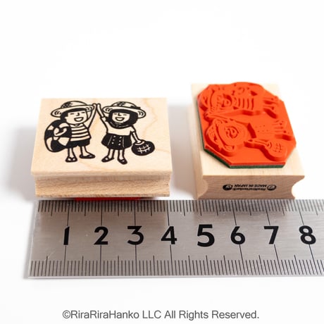 【まもるとみよこの夏休み】デザインはんこ30x40mm_R1337
