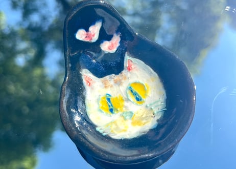 福招き 白にゃんこ小皿