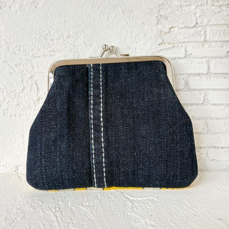 半分デニムなにゃんこのお財布（イエロー）