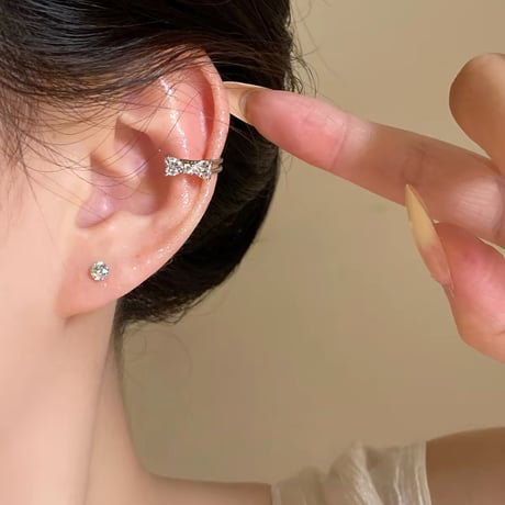 Ribbon thin ear cuff【R0571】