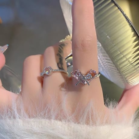 Heart pink ribbon ring【R0593】