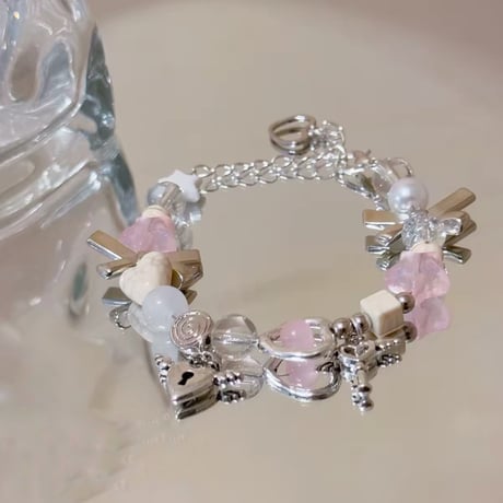 Heart key charm bracelet【R0562】