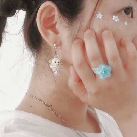Beads star ring【R0549】