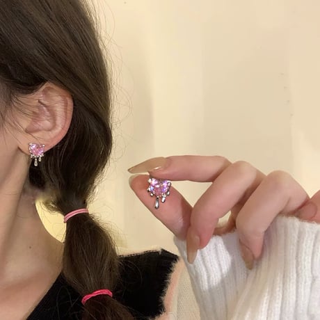 Meltpink heartearring【R0575】