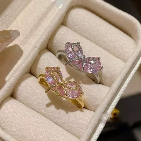 Heart pink ribbon ring【R0593】