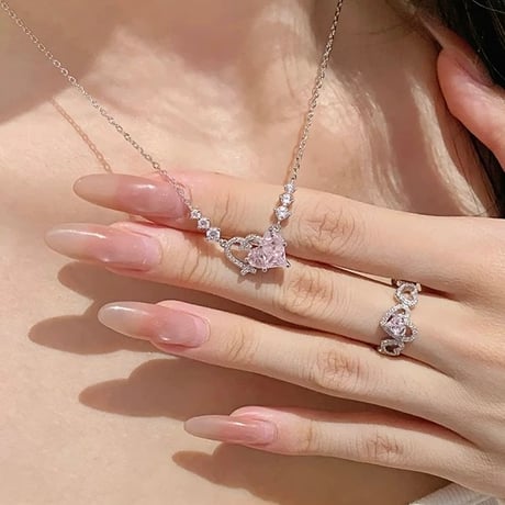 Double heart silhouette necklace【R0589】